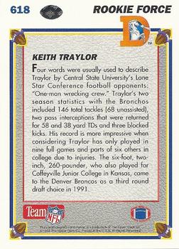 1991 Upper Deck #618 Keith Traylor Back