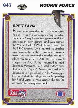 1991 Upper Deck #647 Brett Favre Back