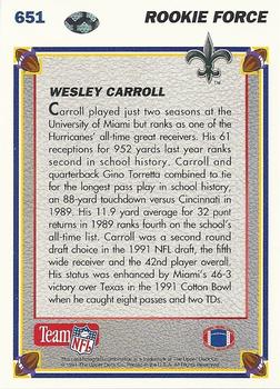 1991 Upper Deck #651 Wesley Carroll Back
