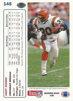 1991 Upper Deck #145 Ickey Woods Back