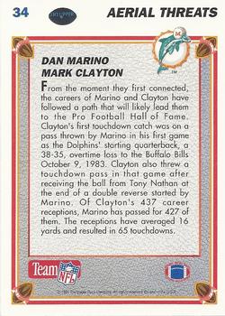 1991 Upper Deck #34 Dan Marino / Mark Clayton Back