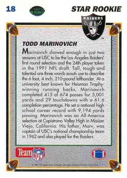 1991 Upper Deck #18 Todd Marinovich Back
