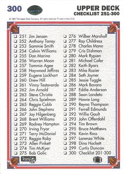 1991 Upper Deck #300 Checklist: 201-300 Back