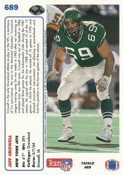 1991 Upper Deck #689 Jeff Criswell Back
