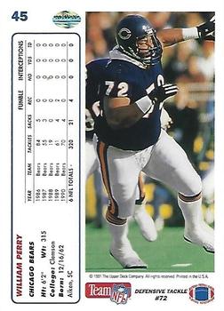1991 Upper Deck #45 William Perry Back
