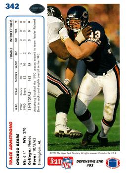 1991 Upper Deck #342 Trace Armstrong Back
