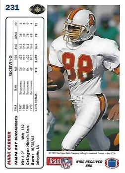 1991 Upper Deck #231 Mark Carrier Back