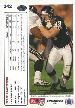 1991 Upper Deck #342 Trace Armstrong Back