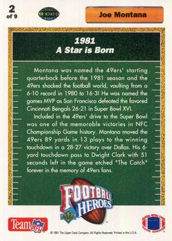 1991 Upper Deck - Football Heroes: Joe Montana #2 Joe Montana Back