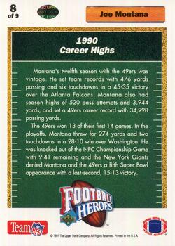 1991 Upper Deck - Football Heroes: Joe Montana #8 Joe Montana Back