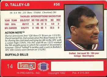 1992 Action Packed #14 Darryl Talley Back