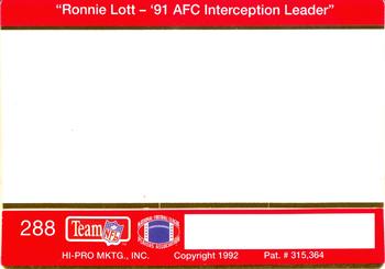 1992 Action Packed #288 Ronnie Lott Back
