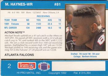 1992 Action Packed #2 Michael Haynes Back