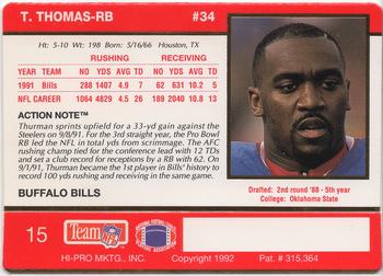 1992 Action Packed #15 Thurman Thomas Back
