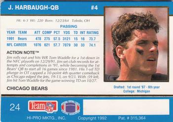 1992 Action Packed #24 Jim Harbaugh Back