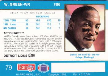 1992 Action Packed #79 Willie Green Back