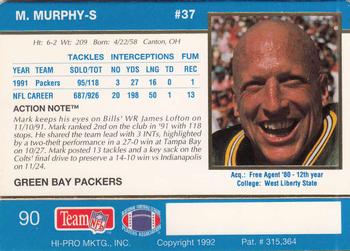 1992 Action Packed #90 Mark Murphy Back
