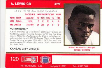 1992 Action Packed #120 Albert Lewis Back