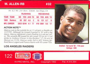 1992 Action Packed #122 Marcus Allen Back