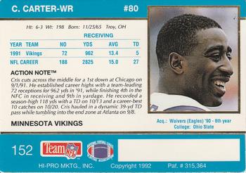 1992 Action Packed #152 Cris Carter Back