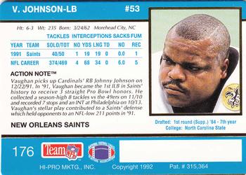 1992 Action Packed #176 Vaughan Johnson Back