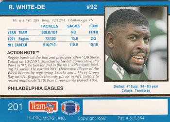 1992 Action Packed #201 Reggie White Back