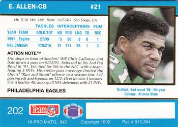 1992 Action Packed #202 Eric Allen Back