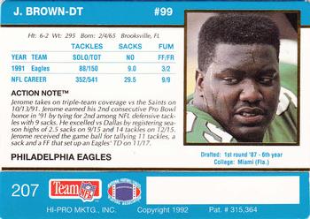 1992 Action Packed #207 Jerome Brown Back
