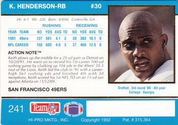 1992 Action Packed #241 Keith Henderson Back