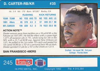 1992 Action Packed #245 Dexter Carter Back
