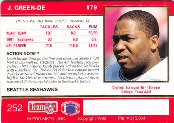 1992 Action Packed #252 Jacob Green Back