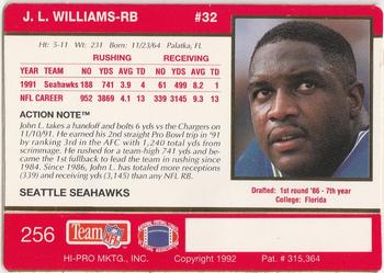 1992 Action Packed #256 John L. Williams Back