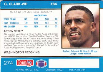 1992 Action Packed #274 Gary Clark Back