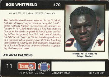 1992 Action Packed Rookie/Update #11 Bob Whitfield Back