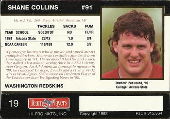 1992 Action Packed Rookie/Update #19 Shane Collins Back