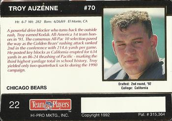 1992 Action Packed Rookie/Update #22 Troy Auzenne Back