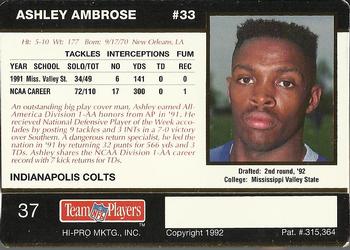 1992 Action Packed Rookie/Update #37 Ashley Ambrose Back