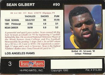 1992 Action Packed Rookie/Update #3 Sean Gilbert Back