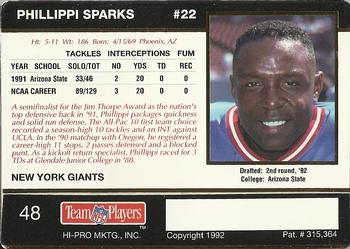 1992 Action Packed Rookie/Update #48 Phillippi Sparks Back