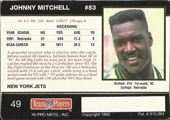 1992 Action Packed Rookie/Update #49 Johnny Mitchell Back