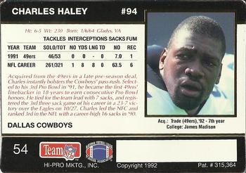 1992 Action Packed Rookie/Update #54 Charles Haley Back