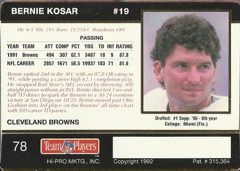 1992 Action Packed Rookie/Update #78 Bernie Kosar Back