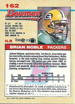 1992 Bowman #162 Brian Noble Back
