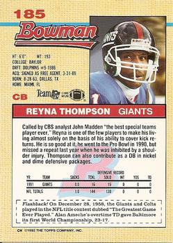 1992 Bowman #185 Reyna Thompson Back