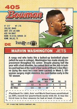 1992 Bowman #405 Marvin Washington Back