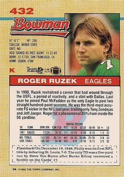 1992 Bowman #432 Roger Ruzek Back