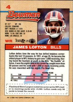 1992 Bowman #4 James Lofton Back