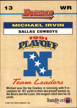 1992 Bowman #13 Michael Irvin Back