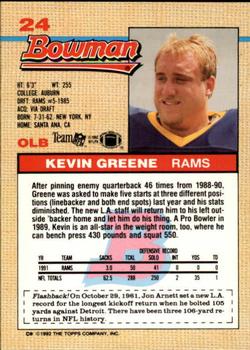 1992 Bowman #24 Kevin Greene Back