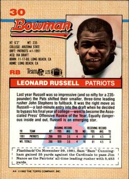 1992 Bowman #30 Leonard Russell Back